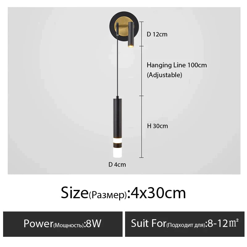 Minimalist Creative Luxury Bedroom Bedside Wall Lamp With Spotlight Wall Lamp