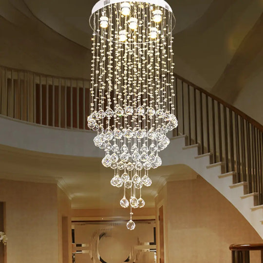 Minimalist Crystal Beaded Flush Light With 6 Nickel Lights - Stylish Mount Lighting