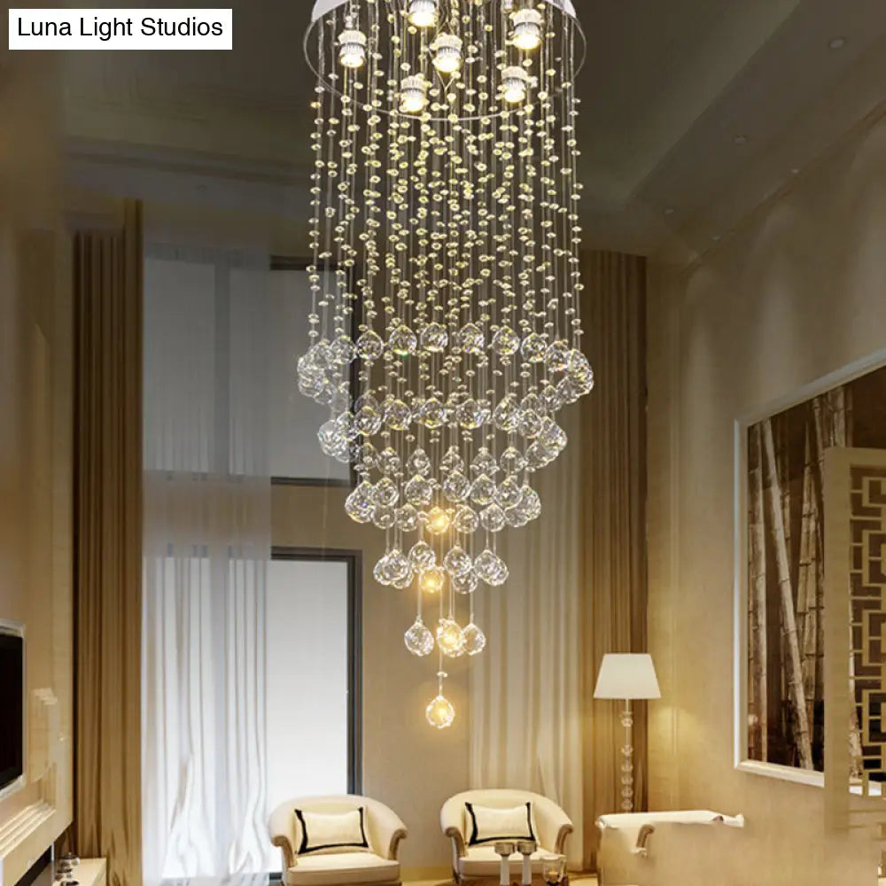 Minimalist Crystal Beaded Flush Light With 6 Nickel Lights - Stylish Mount Lighting