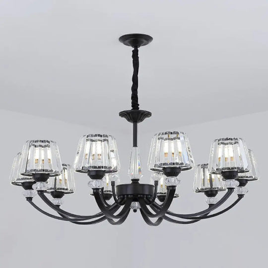 Minimalist Crystal Black Chandelier With Arched Suspension Arm 10 /