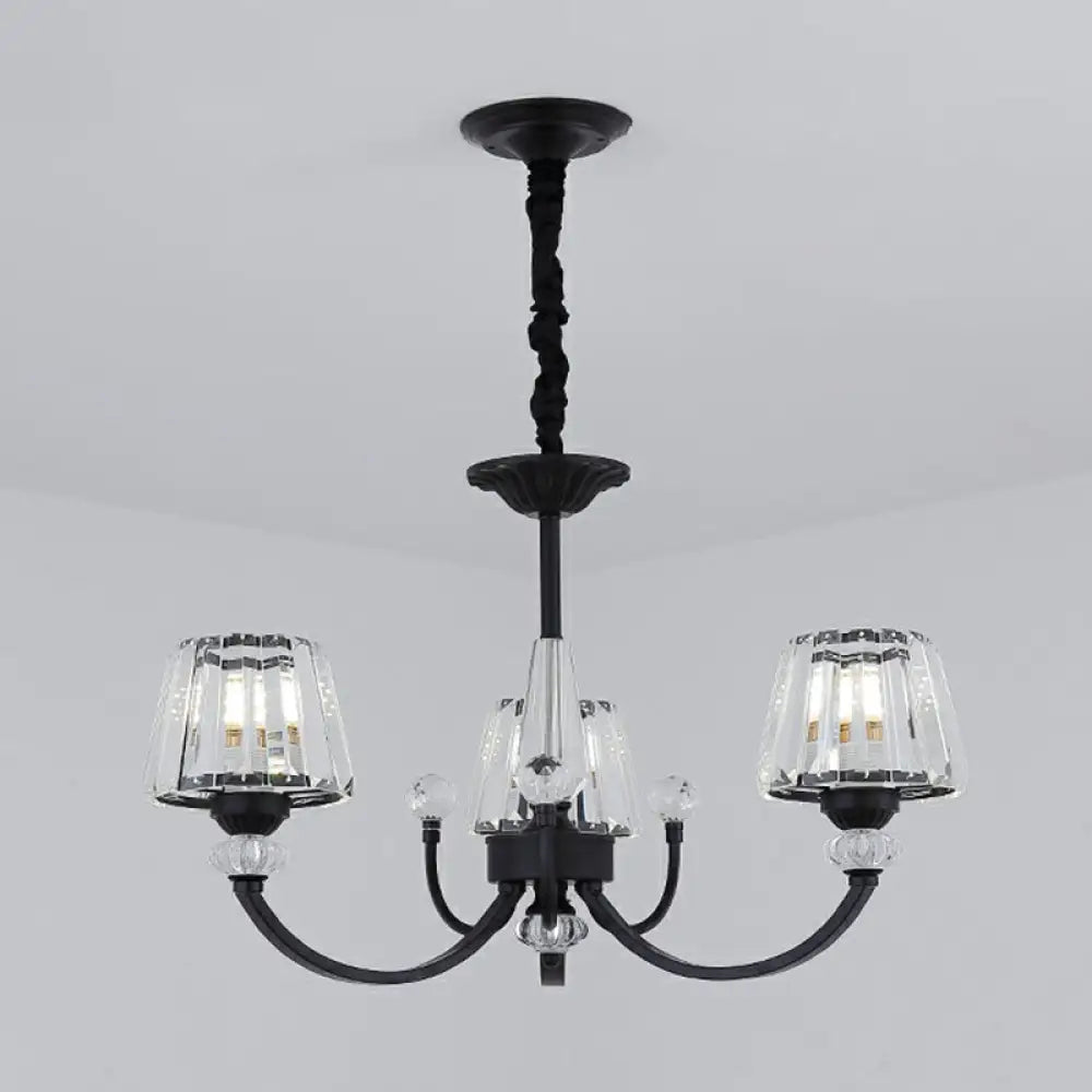 Minimalist Crystal Black Chandelier With Arched Suspension Arm 3 /