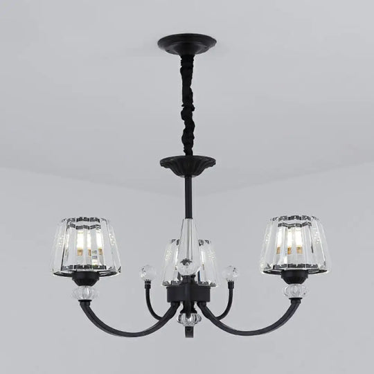 Minimalist Crystal Black Chandelier With Arched Suspension Arm 3 /