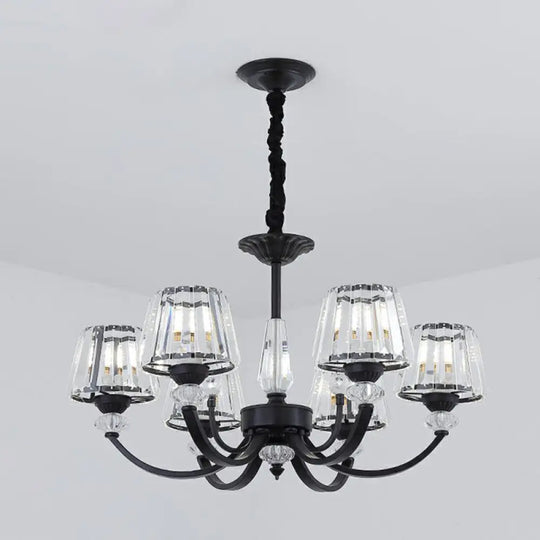 Minimalist Crystal Black Chandelier With Arched Suspension Arm 6 /