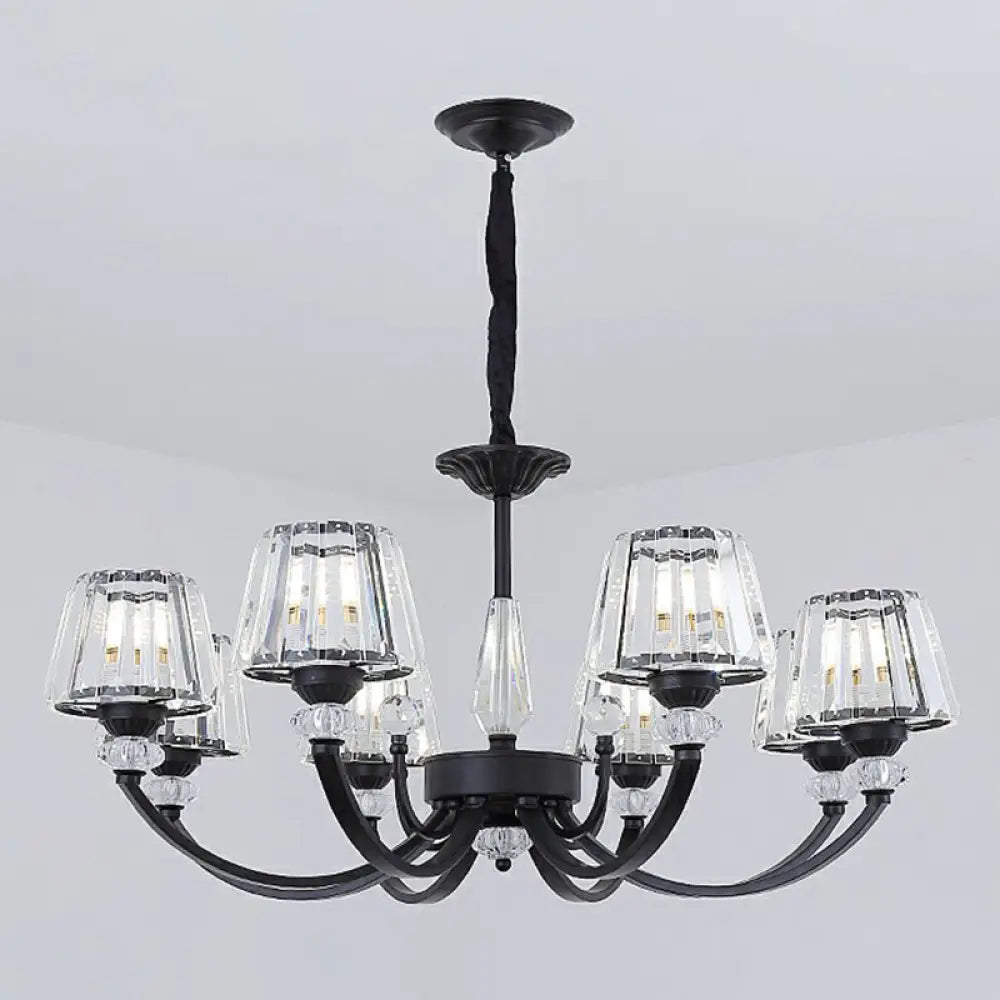 Minimalist Crystal Black Chandelier With Arched Suspension Arm 8 /