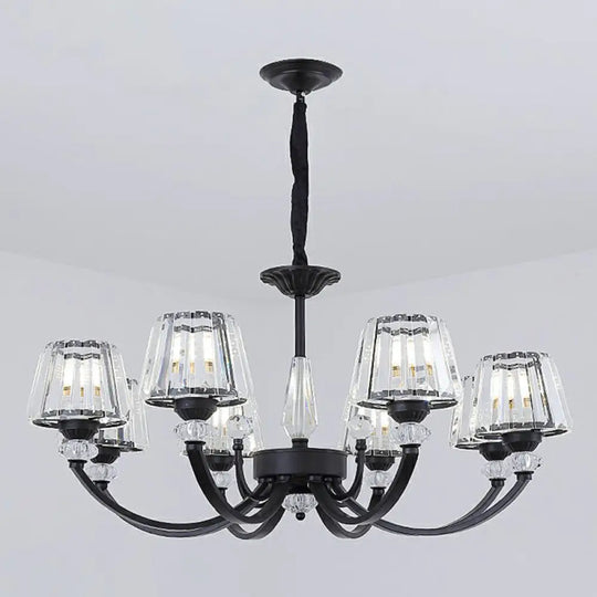 Minimalist Crystal Black Chandelier With Arched Suspension Arm 8 /