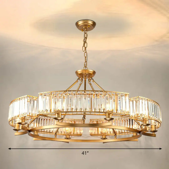 Minimalist Crystal Block Chandelier With Gold Finish - Ceiling Lamp For Living Room 10 / Arc