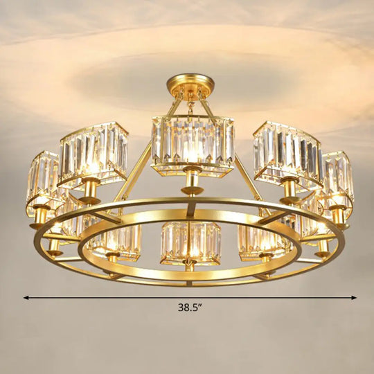 Minimalist Crystal Block Chandelier With Gold Finish - Ceiling Lamp For Living Room 10 / Rectangle