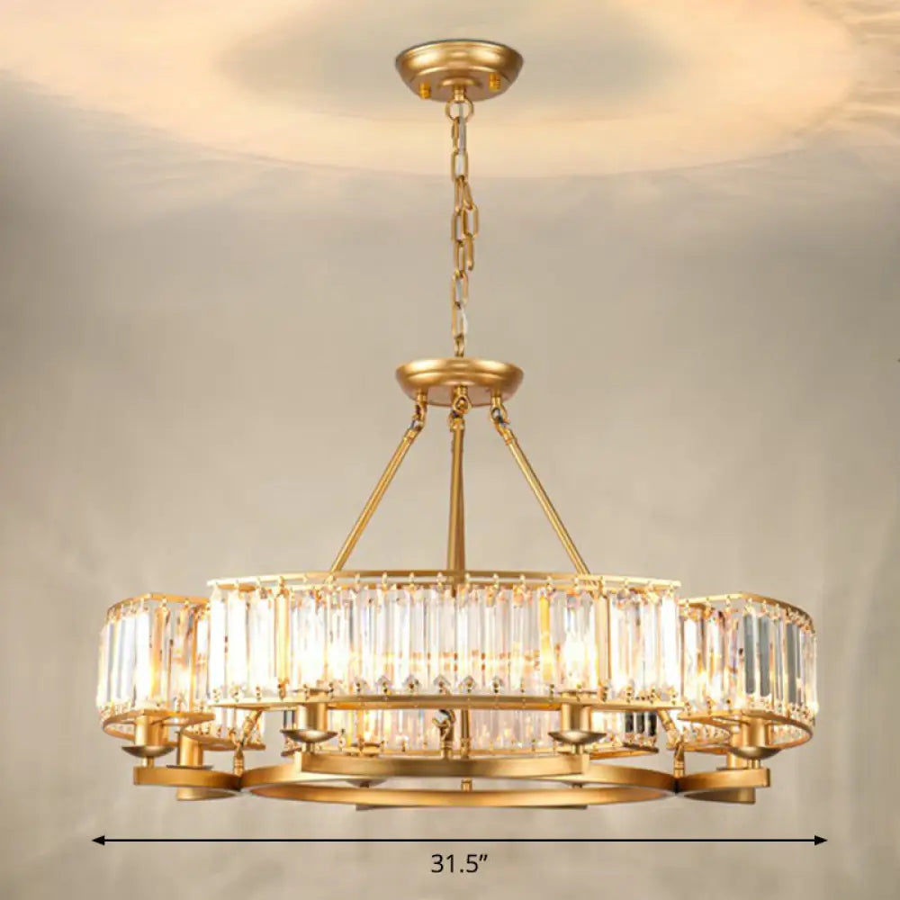 Minimalist Crystal Block Chandelier With Gold Finish - Ceiling Lamp For Living Room 8 / Arc