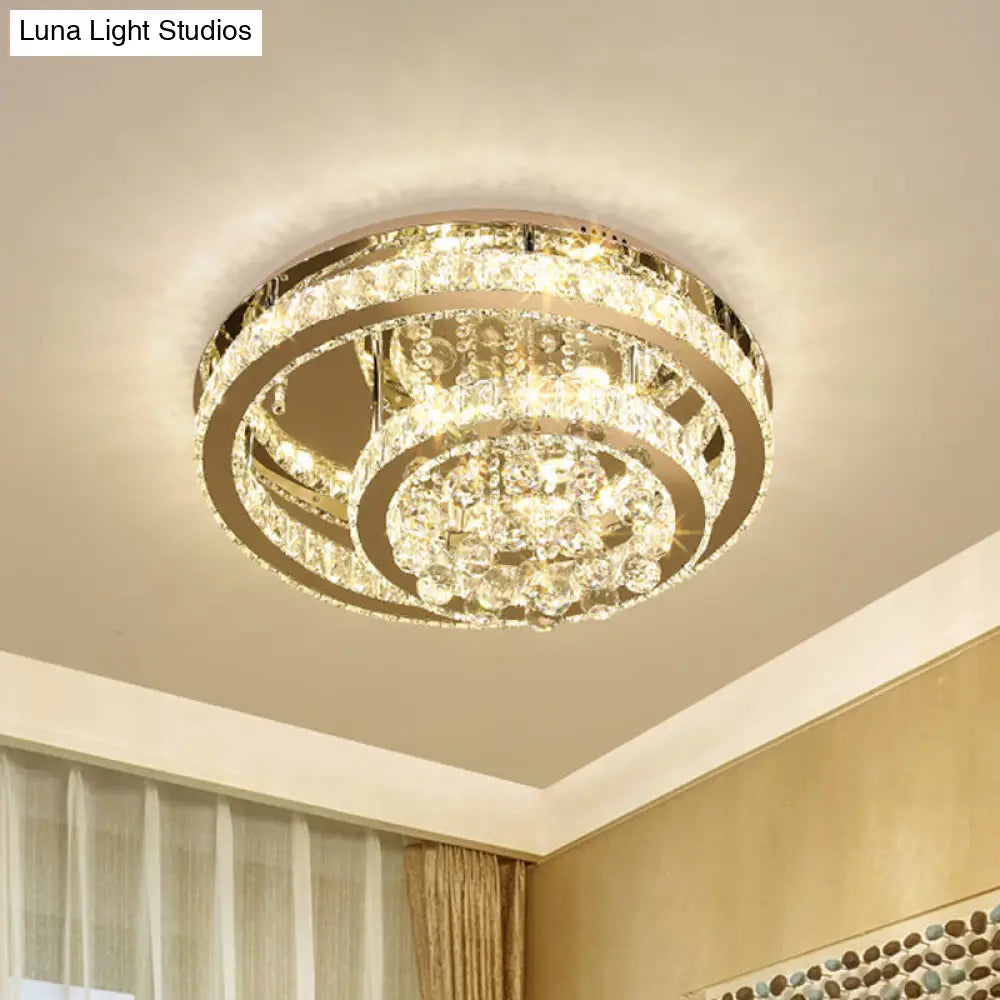 Minimalist Crystal Block Led Ceiling Flush Mount - Chrome Finish