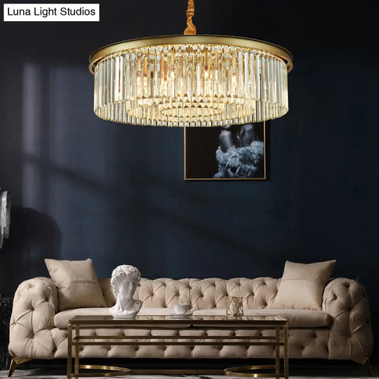 Minimalist Crystal Chandelier Lamp With Gold Finish - Perfect For Restaurants