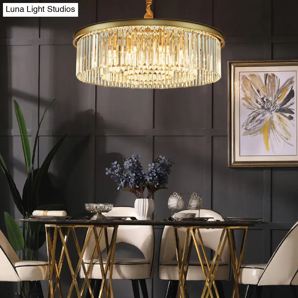 Minimalist Crystal Chandelier Lamp With Gold Finish - Perfect For Restaurants