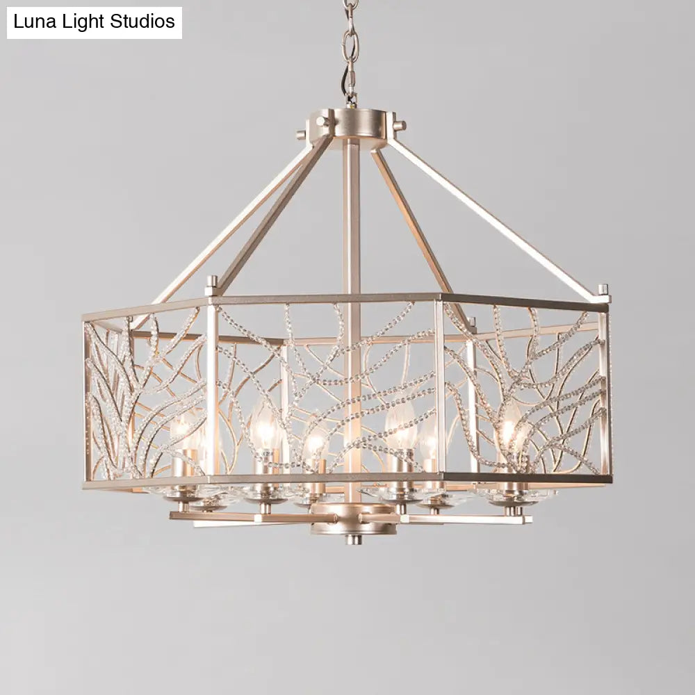 Minimalist Crystal Chandelier - Silver Champagne Pendant Lamp With 6/8 Lights For Living Room