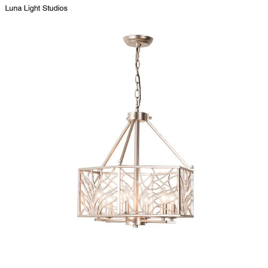 Minimalist Crystal Chandelier - Silver Champagne Pendant Lamp With 6/8 Lights For Living Room