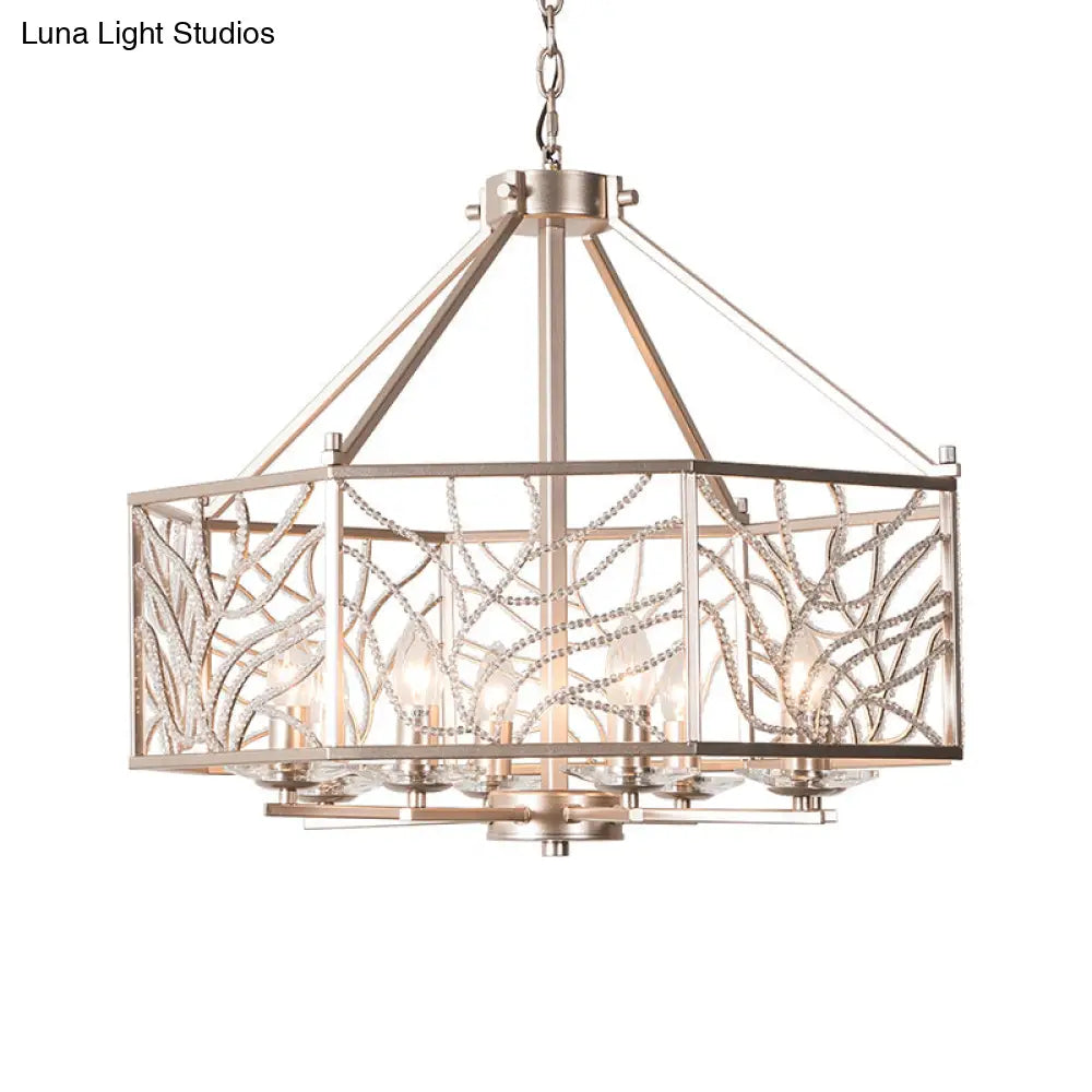 Minimalist Crystal Chandelier - Silver Champagne Pendant Lamp With 6/8 Lights For Living Room