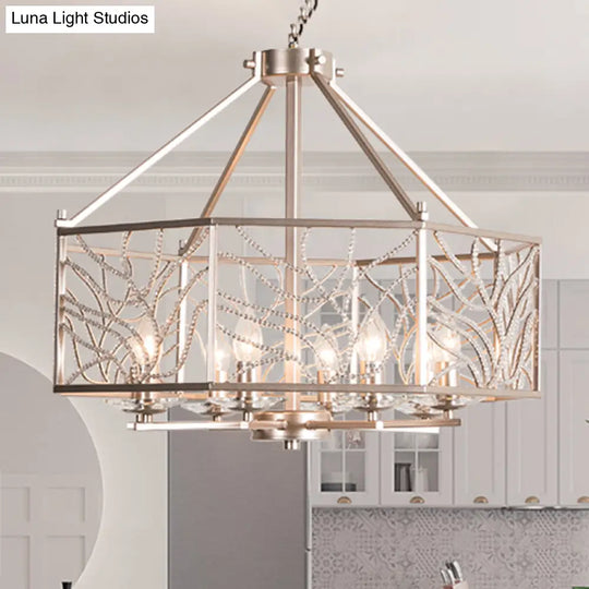 Minimalist Crystal Chandelier - Silver Champagne Pendant Lamp With 6/8 Lights For Living Room