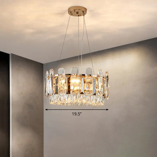 Minimalist Crystal Circle Chandelier - Clear Ceiling Suspension Lamp For Dining Room / 19.5’