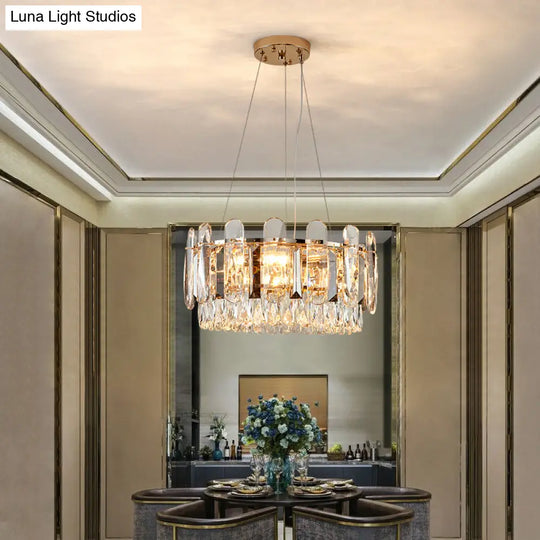 Minimalist Crystal Circle Chandelier - Clear Ceiling Suspension Lamp For Dining Room