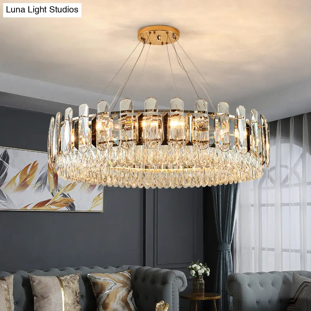 Minimalist Crystal Circle Chandelier - Clear Ceiling Suspension Lamp For Dining Room