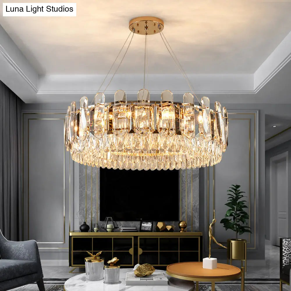 Minimalist Crystal Circle Chandelier - Clear Ceiling Suspension Lamp For Dining Room