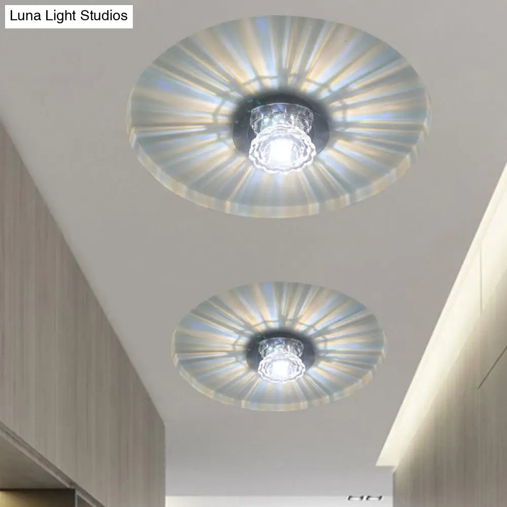 Minimalist Crystal Clear Scalloped Flush Ceiling Light For Corridor - Mount Fixture