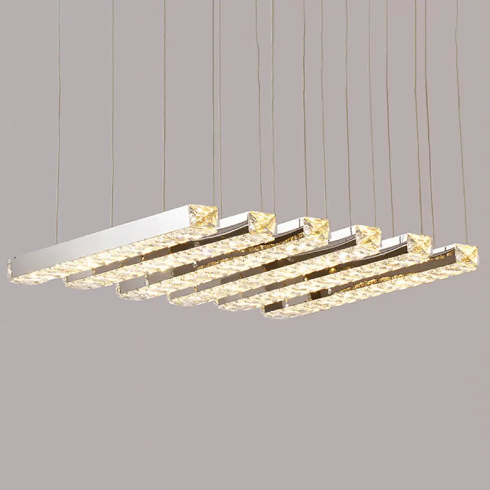 Minimalist Crystal Dining Room Chandelier Pendant Light - Stainless-Steel Led Hanging Fixture 6 /