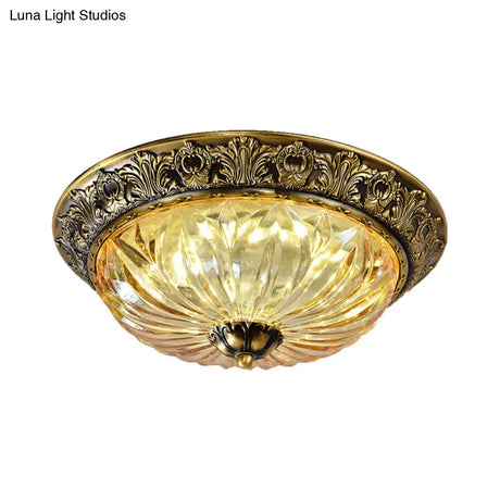 Minimalist Crystal Dome Ceiling Light Fixture - 2/3 Heads Brass Flush Mount Lamp Study Room