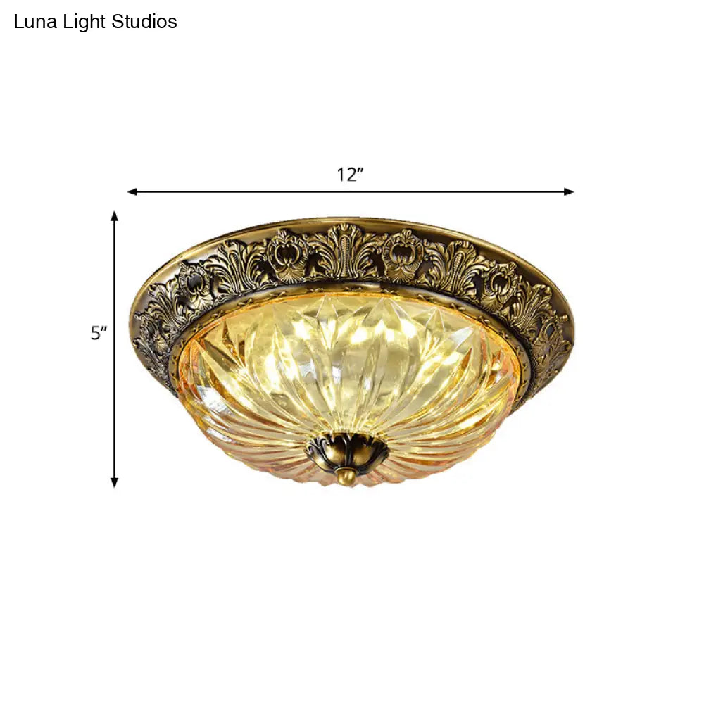 Minimalist Crystal Dome Ceiling Light Fixture - 2/3 Heads Brass Flush Mount Lamp Study Room Lighting