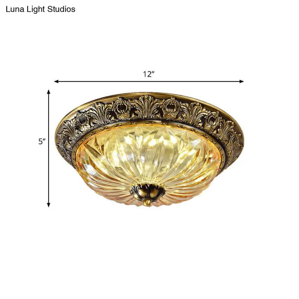 Minimalist Crystal Dome Ceiling Light Fixture - 2/3 Heads Brass Flush Mount Lamp Study Room