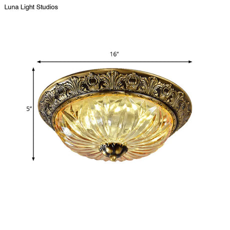 Minimalist Crystal Dome Ceiling Light Fixture - 2/3 Heads Brass Flush Mount Lamp Study Room