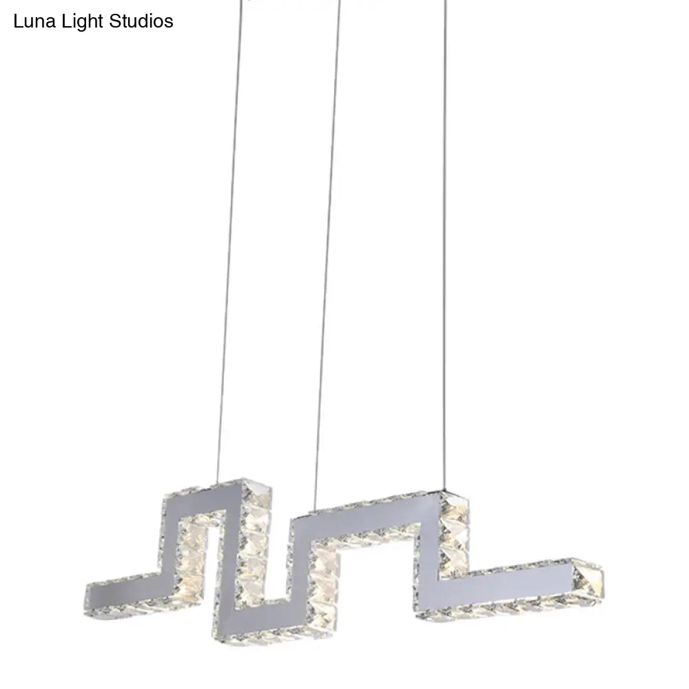 Minimalist Crystal-Encrusted Led Island Lamp Pendant - Stainless Steel