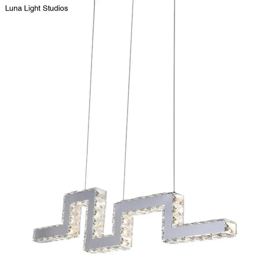 Minimalist Crystal-Encrusted Led Island Lamp Pendant - Stainless Steel