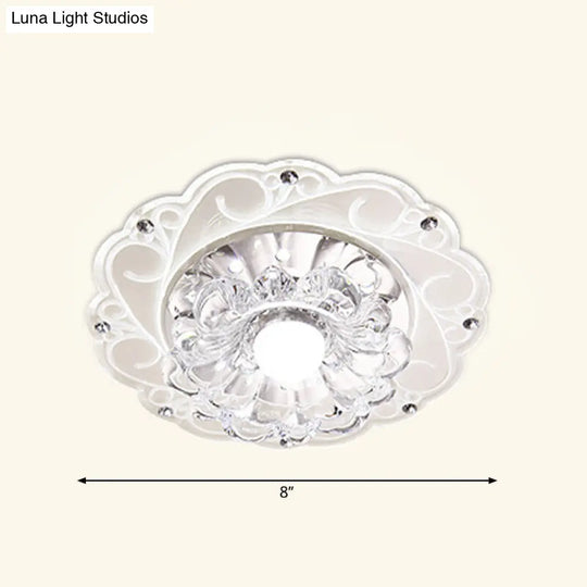 Minimalist Crystal Entryway Led Flush Mount Blossom Lighting In Clear