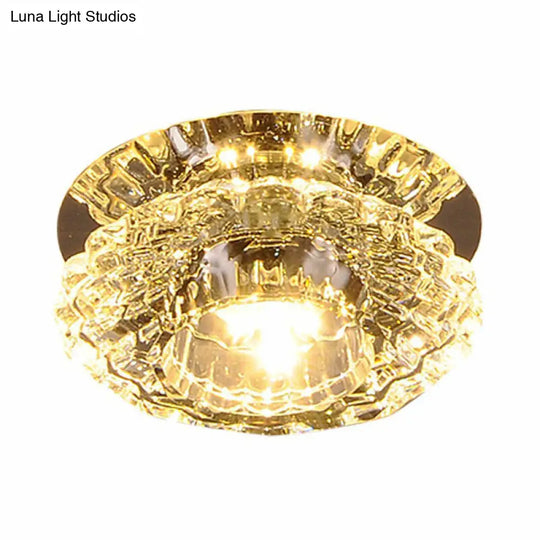 Minimalist Crystal Flush Ceiling Light Fixture: Elegant Floral Design For Living Room Spotlight