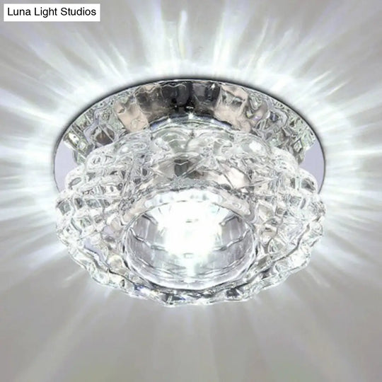Minimalist Crystal Flush Ceiling Light Fixture: Elegant Floral Design For Living Room Spotlight