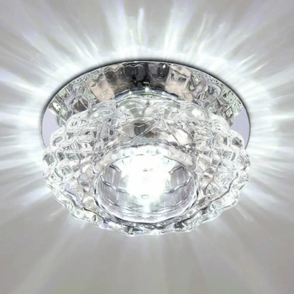 Minimalist Crystal Flush Ceiling Light Fixture: Elegant Floral Design For Living Room Spotlight