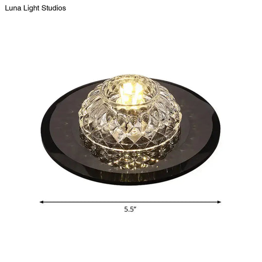 Minimalist Crystal Flush Mount Ceiling Light For Porch - Lattice Bowl Design