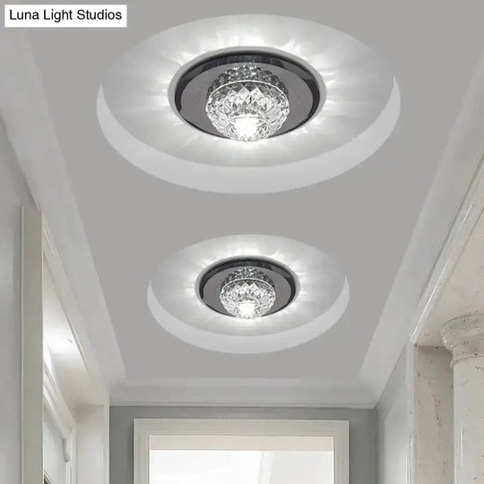 Minimalist Crystal Flush Mount Ceiling Light For Porch - Lattice Bowl Design