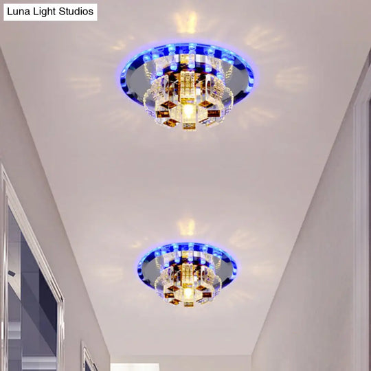 Minimalist Crystal Flush Mount Led Light Fixture For Foyer Clear / 3W Blue