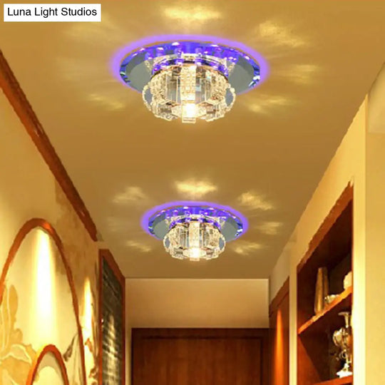 Minimalist Crystal Flush Mount Led Light Fixture For Foyer