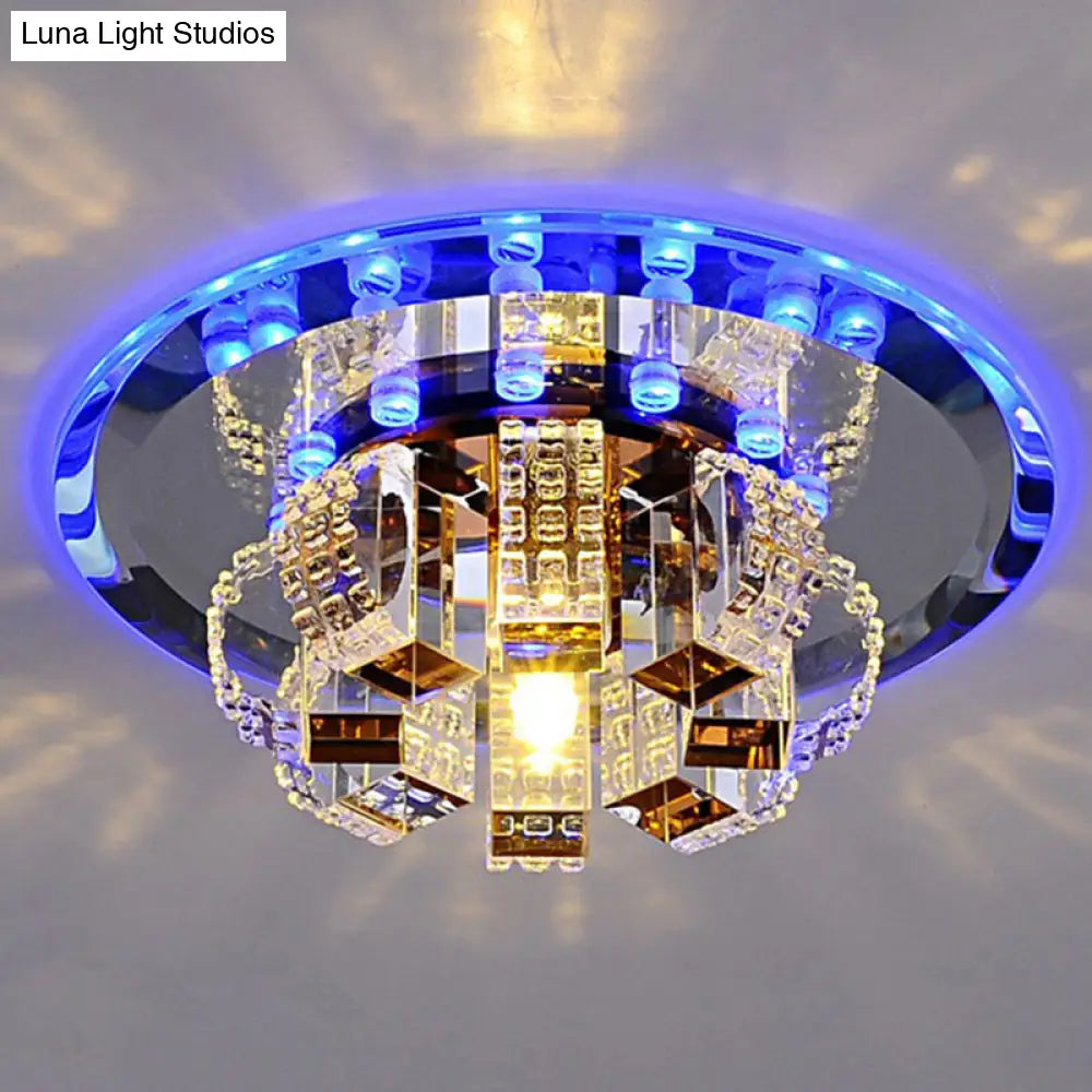 Minimalist Crystal Flush Mount Led Light Fixture For Foyer