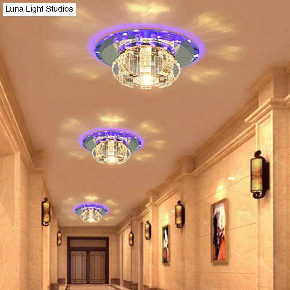 Minimalist Crystal Flush Mount Led Light Fixture For Foyer Clear / 3W Purple