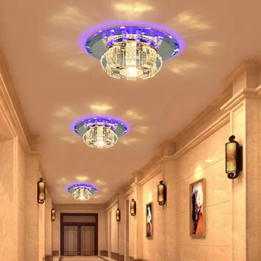 Minimalist Crystal Flush Mount Led Light Fixture For Foyer Clear / 3W Purple