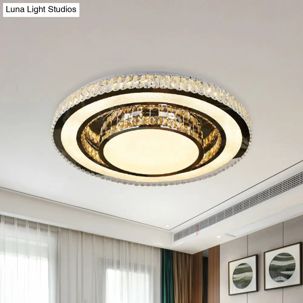 Minimalist Crystal Flush Mount Spotlight With Rounded Nickel Finish