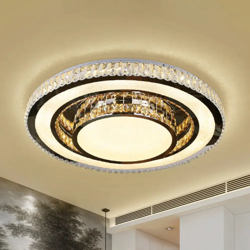 Minimalist Crystal Flush Mount Spotlight With Rounded Nickel Finish