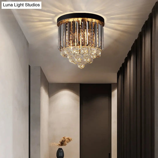 Minimalist Crystal Flushmount Lighting - Black Cylindrical Corridor Ceiling Flush Light (10/12/16)