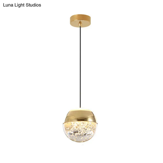 Minimalist Crystal Glass Led Pendant Light With Gold Finish - Multiple Shapes Available