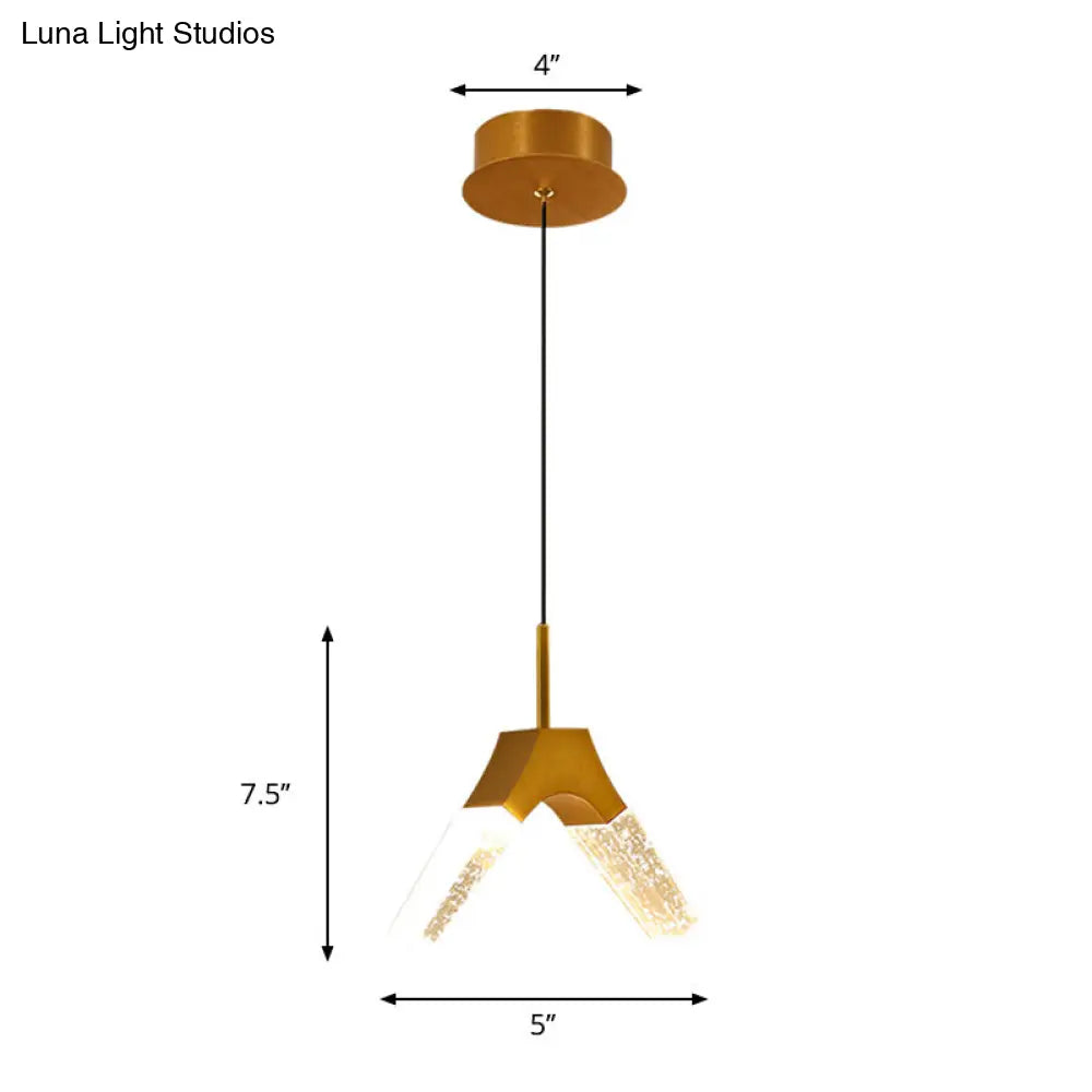 Minimalist Crystal Glass Led Pendant Light With Gold Finish - Multiple Shapes Available