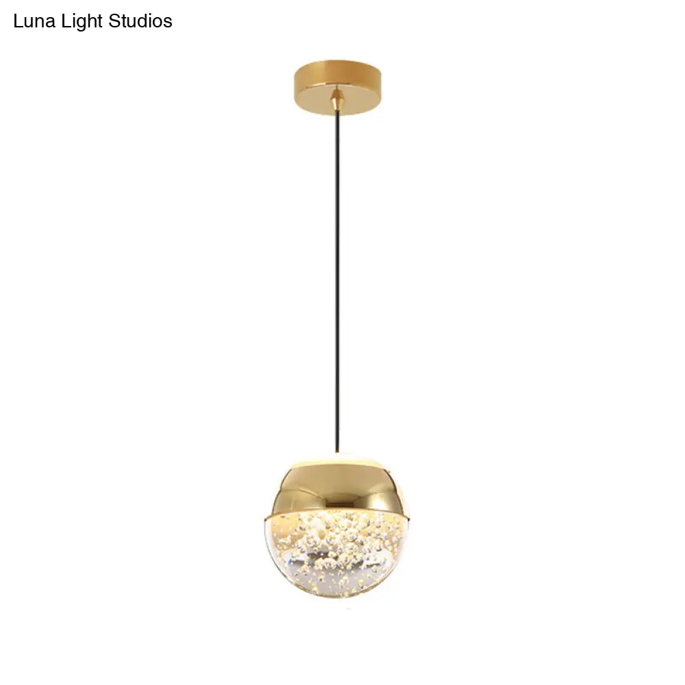 Minimalist Crystal Glass Led Gold Pendant Light - Orb/Teardrop/Arc Shape