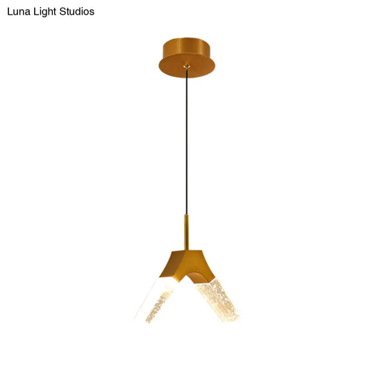 Minimalist Crystal Glass Led Pendant Light With Gold Finish - Multiple Shapes Available