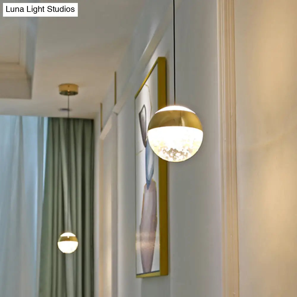 Minimalist Crystal Glass Led Pendant Light With Gold Finish - Multiple Shapes Available